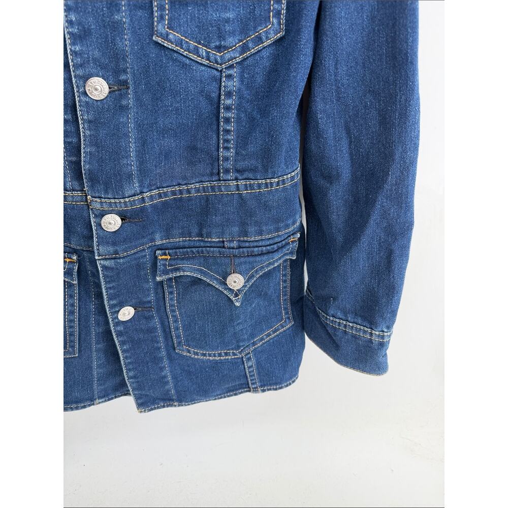 Levi’s Type 1 Iconic Y2K western yoke long line denim jean jacket sz L Long - Picture 4 of 8